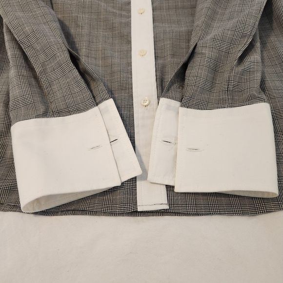 0039 Italy Women's Dress Shirt Button Up Down Glenn Plaid Sz M - Picture 8 of 11
